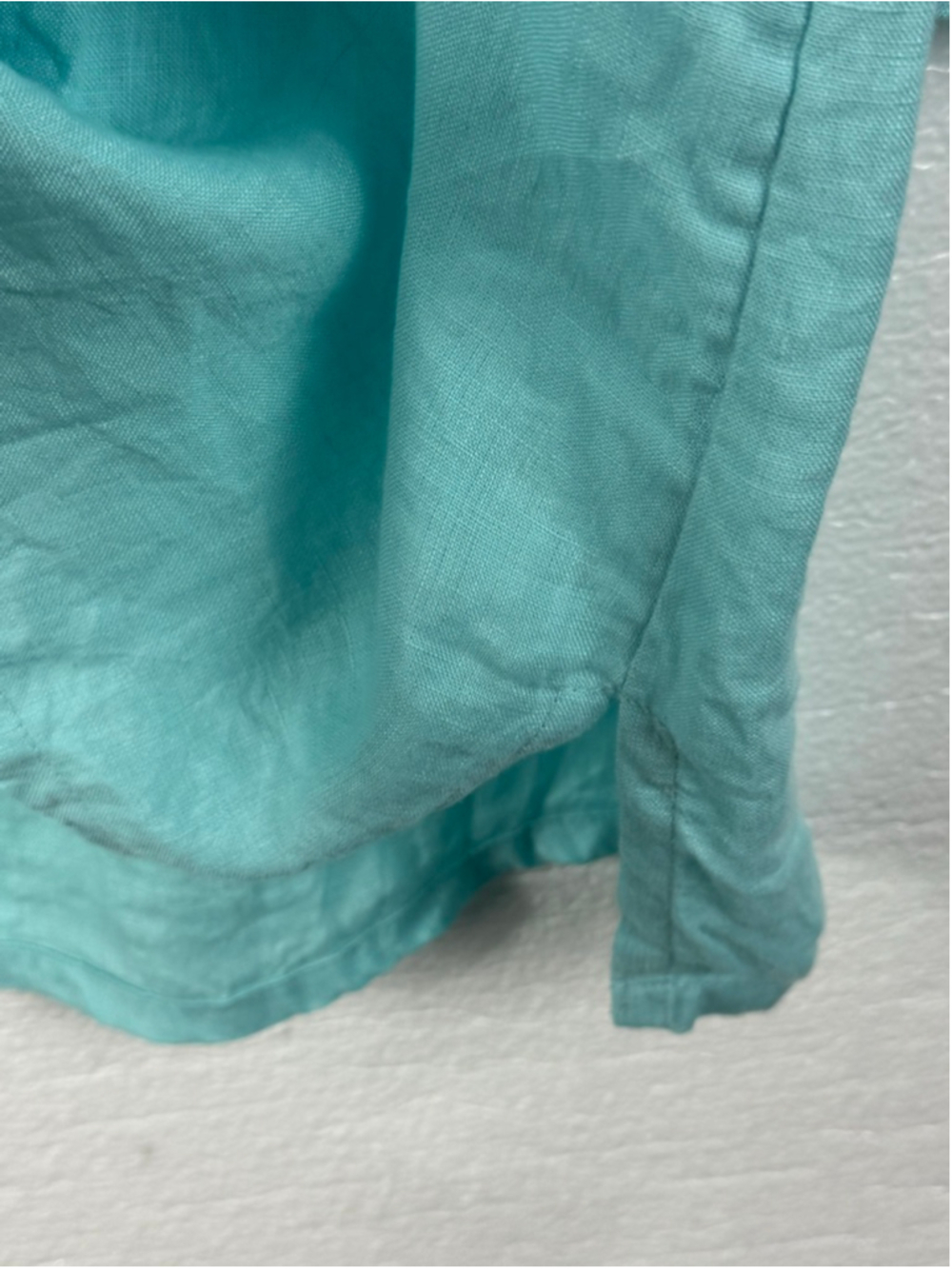 Charter Club aqua blue linen embroidered tunic top - Picture 9 of 9